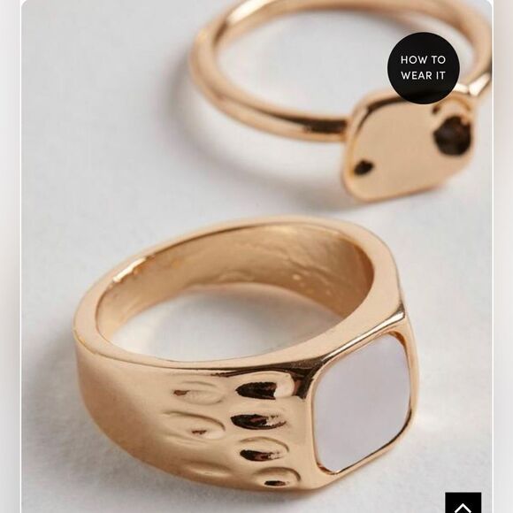 Torrid Hammered Metal Pearl Ring Set - Picture 3 of 7